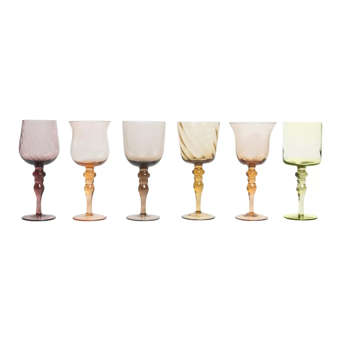 Bicchieri-Bitossi Home Set 6 Calici Forme Assortite - Texture Nuance Ambra/Rosa