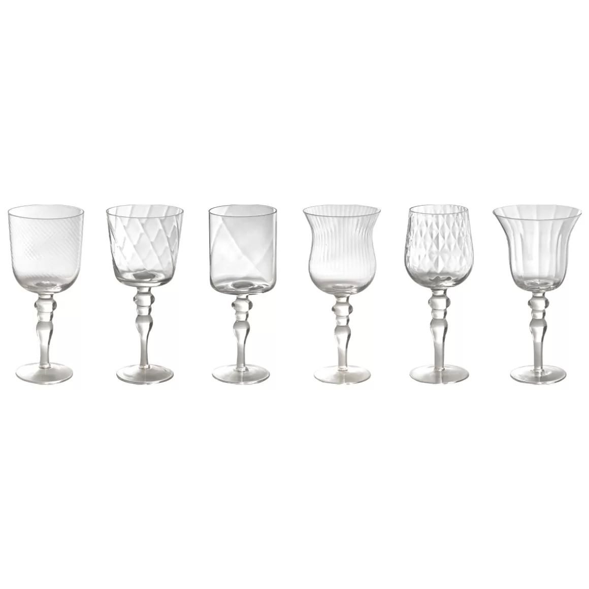Bicchieri-Bitossi Home Set 6 Calici Forme Assortite - Texture Trasparente