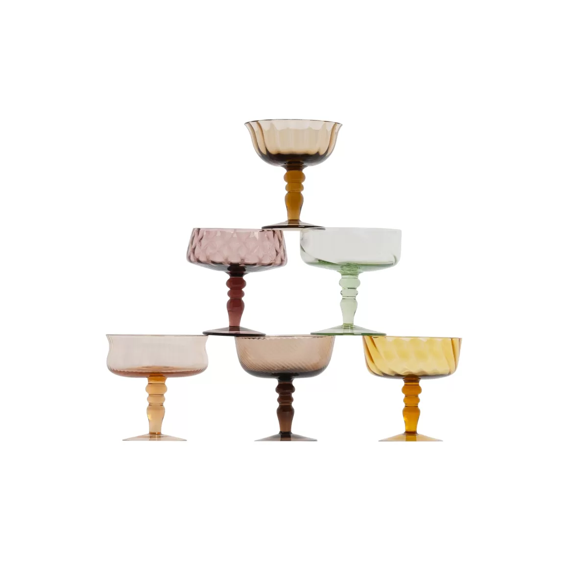 Piatti E Coppe-Bitossi Home Set 6 Coppette Forme Assortite - Texture Nuance Ambra/Rosa