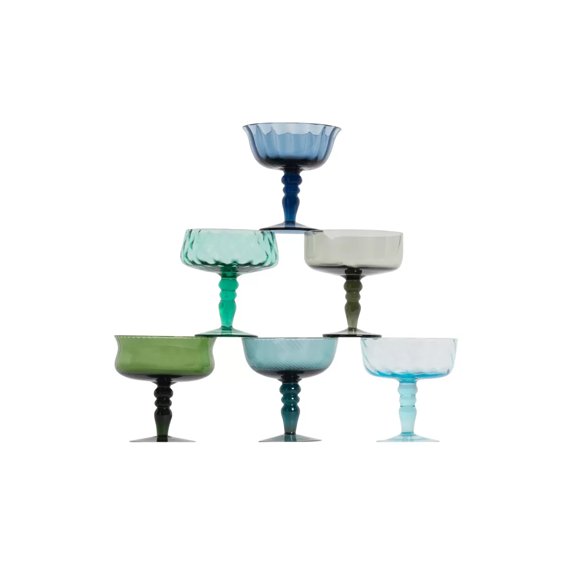 Piatti E Coppe-Bitossi Home Set 6 Coppette Forme Assortite - Texture Nuance Blu/Verde
