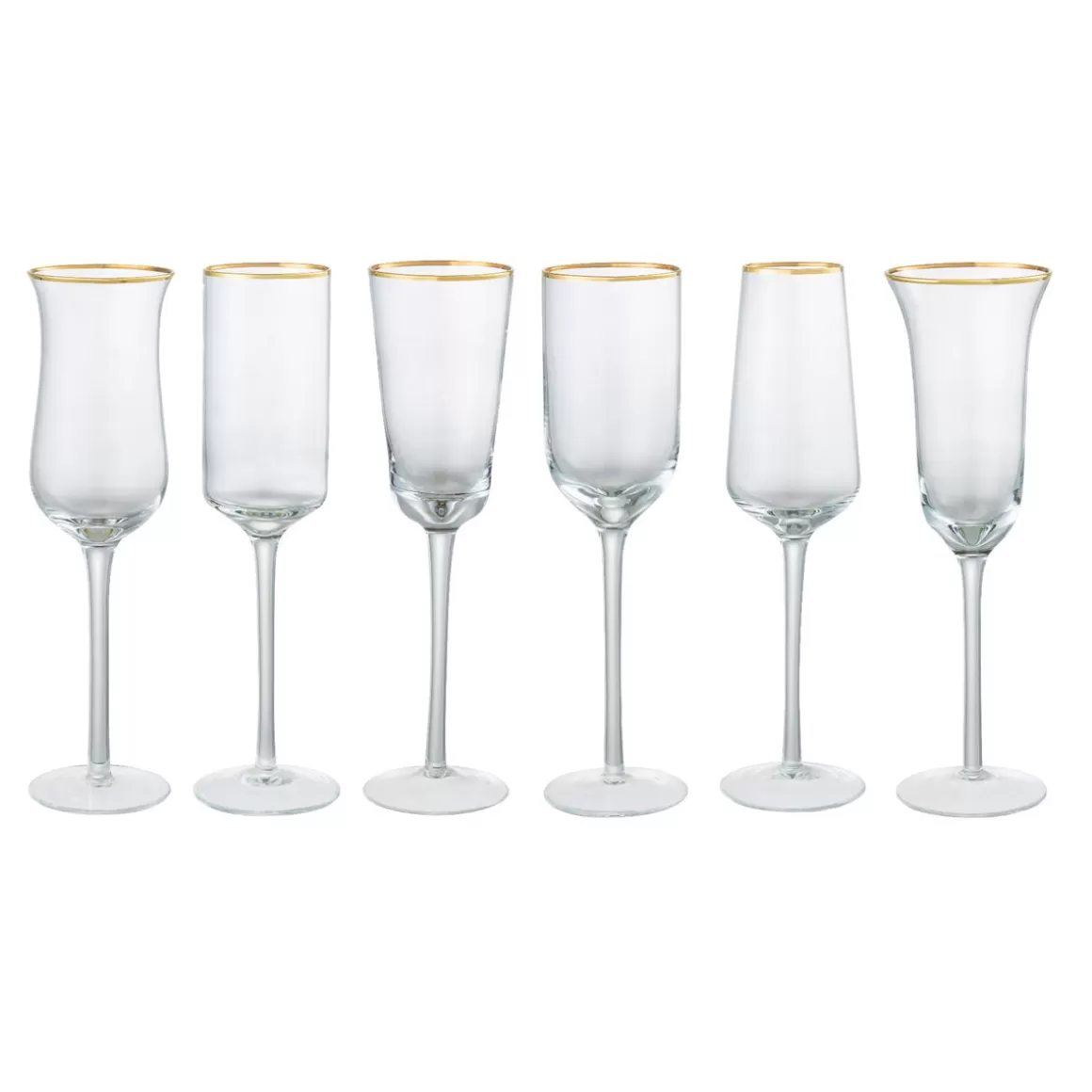 Bicchieri-Bitossi Home Set 6 Flute Forme Assortite Trasparente