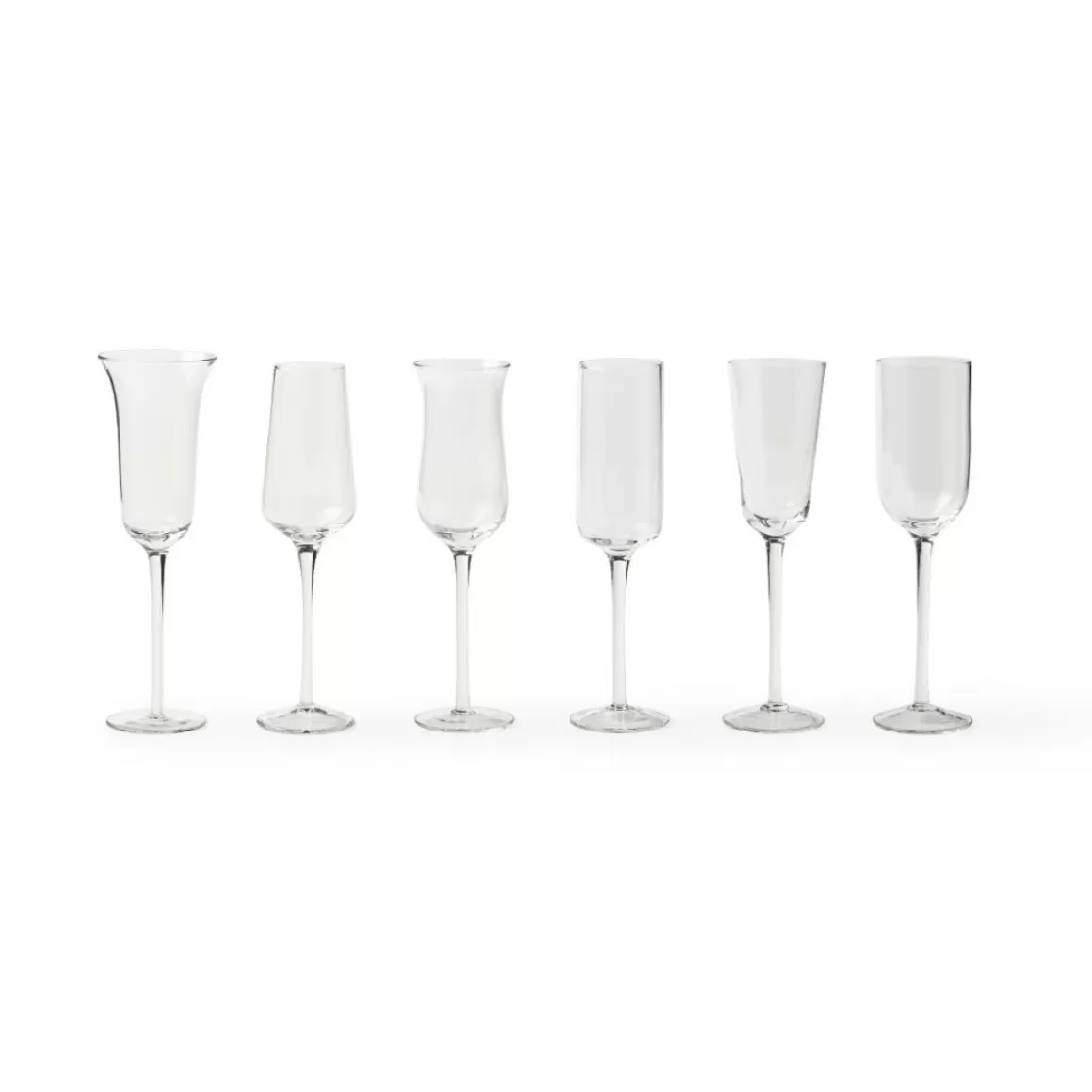 Bicchieri-Bitossi Home Set 6 Flute Forme Assortite Trasparente