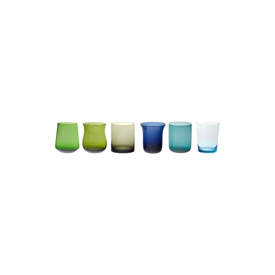Bicchieri-Bitossi Home Set 6 Liquorini Forme Assortite Nuances Blu/Verde