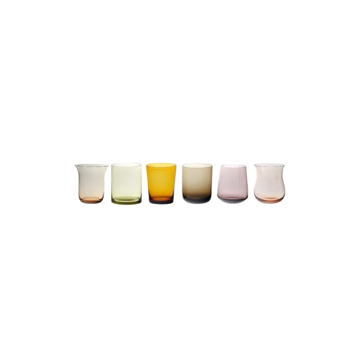 Bicchieri-Bitossi Home Set 6 Liquorini Forme Assortite Nuances Ambra/Rosa