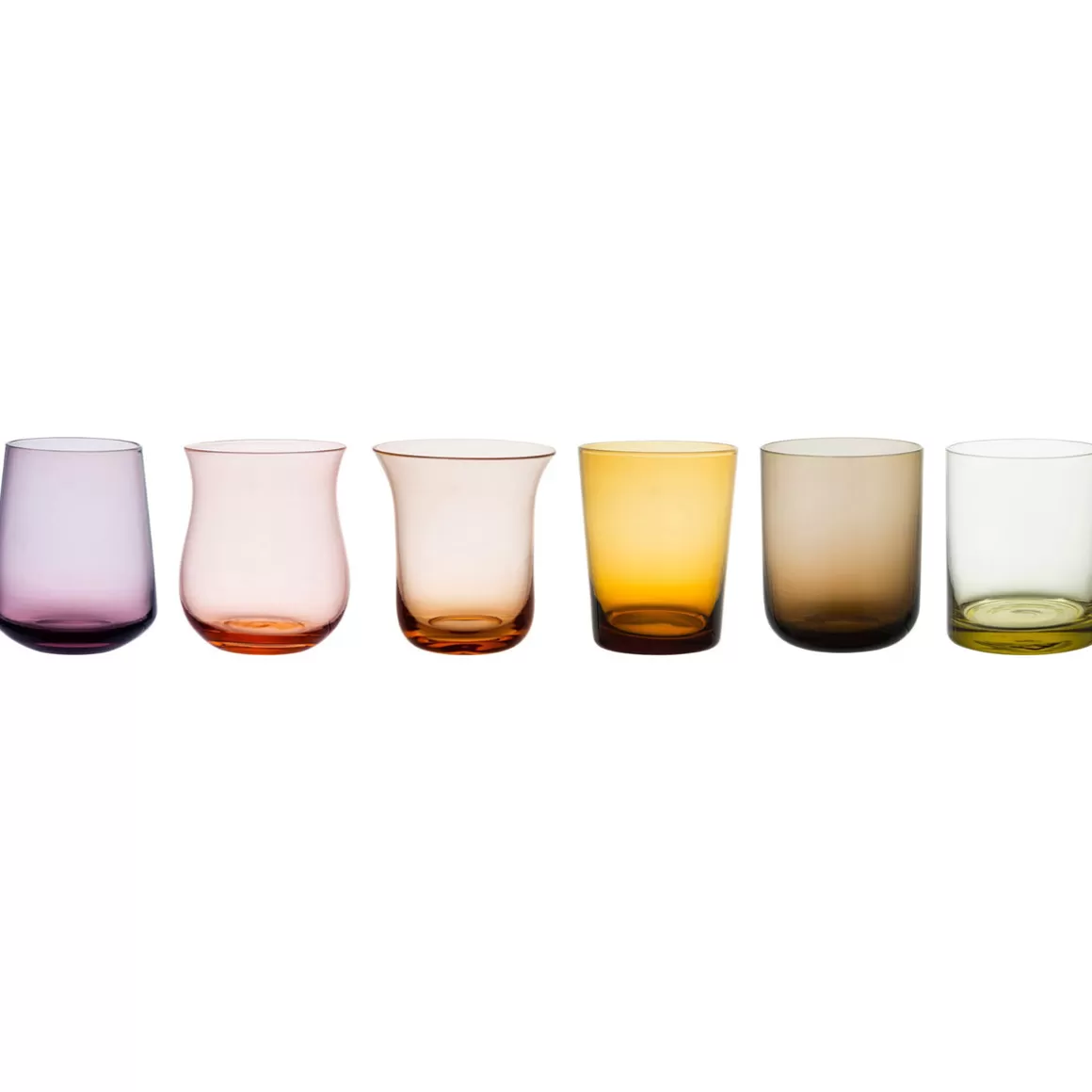 Bicchieri-Bitossi Home Set 6 Tumbler Forme Assortite Nuances Ambra/Rosa